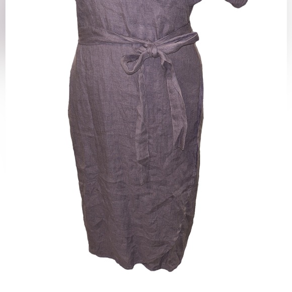 Linenfox Mimosa Dusty Lavender Wrap Linen Shirt Dress - S / M - Picture 5 of 13
